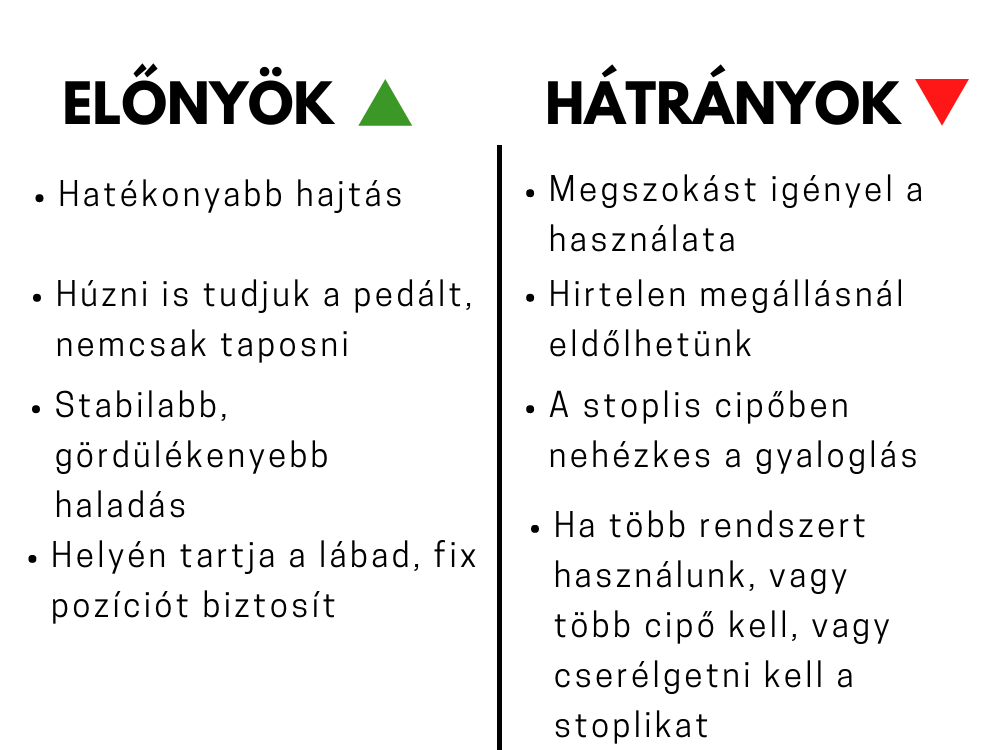 Kerékpáros pedál előnyök, hátrányok